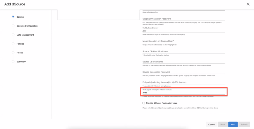 Delphix initiated backups Delphix initiated backups